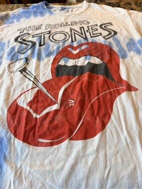 the Rolling Stones Light Blue Graphic Band Tee with Black Print